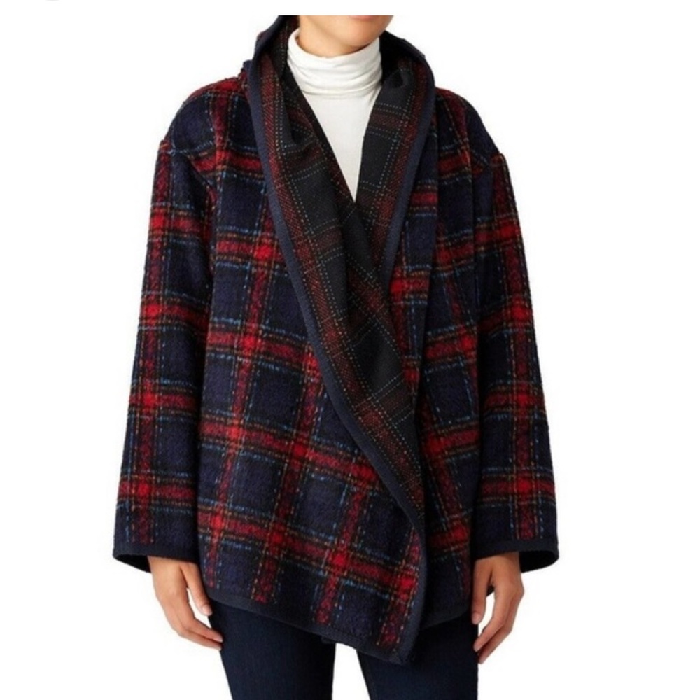 Ellie Mae Adelaide plaid jacket size small womens hooded‎ wool blend